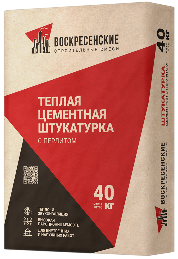 Теплая цементная штукатурка с перлитом 40 кг